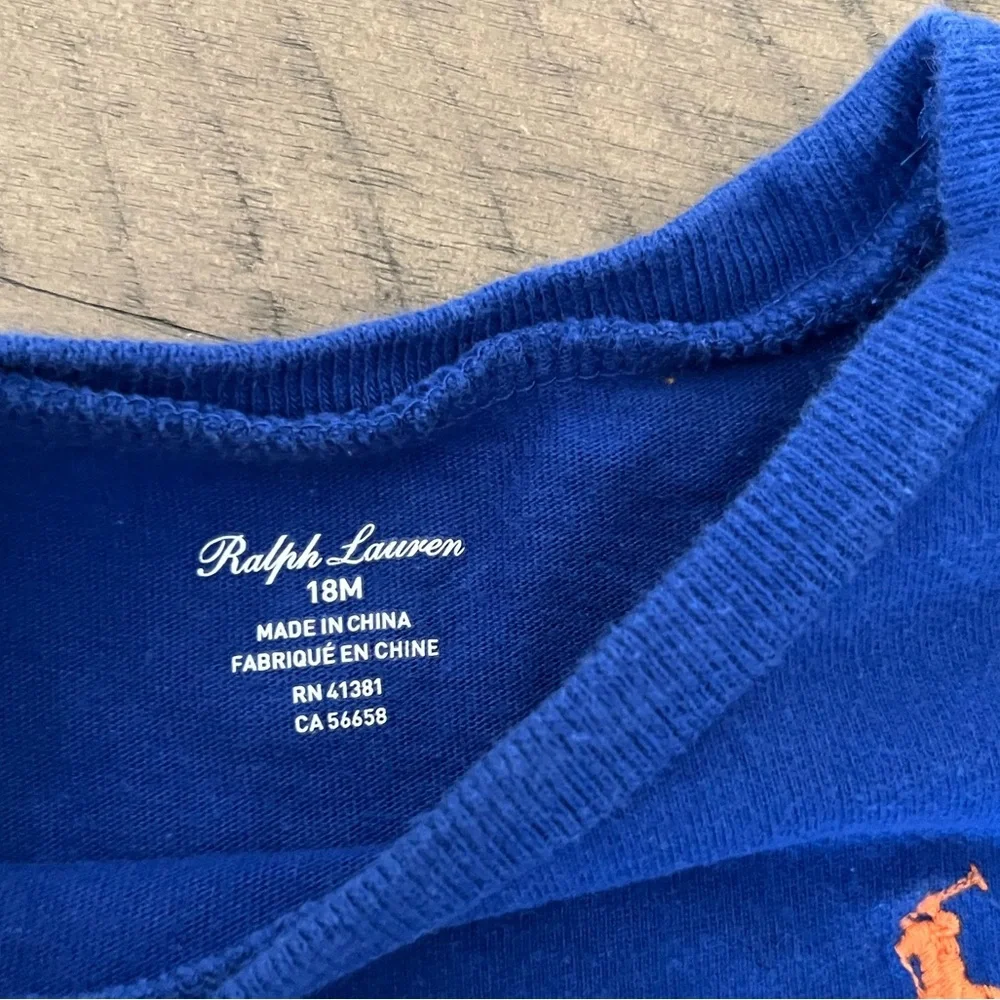 Ralph Lauren Kids Royal Blue Tee with Orange Logo - Picture 2 of 2